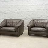 Comfortable Leolux Seal Brown Leather Lounge Chairs The Netherlands 1970s