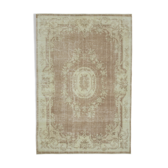 Hand-knotted rustic turkish beige rug 208 cm x 300 cm