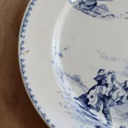 Antique flat plate Creil and Montereau Téniers service - Ironstone