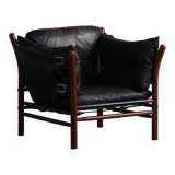 "Lounge chair 'Ilona' by Arne Norell in stained beech and leather, mid-20th century."