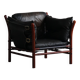 "Lounge chair 'Ilona' by Arne Norell in stained beech and leather, mid-20th century."