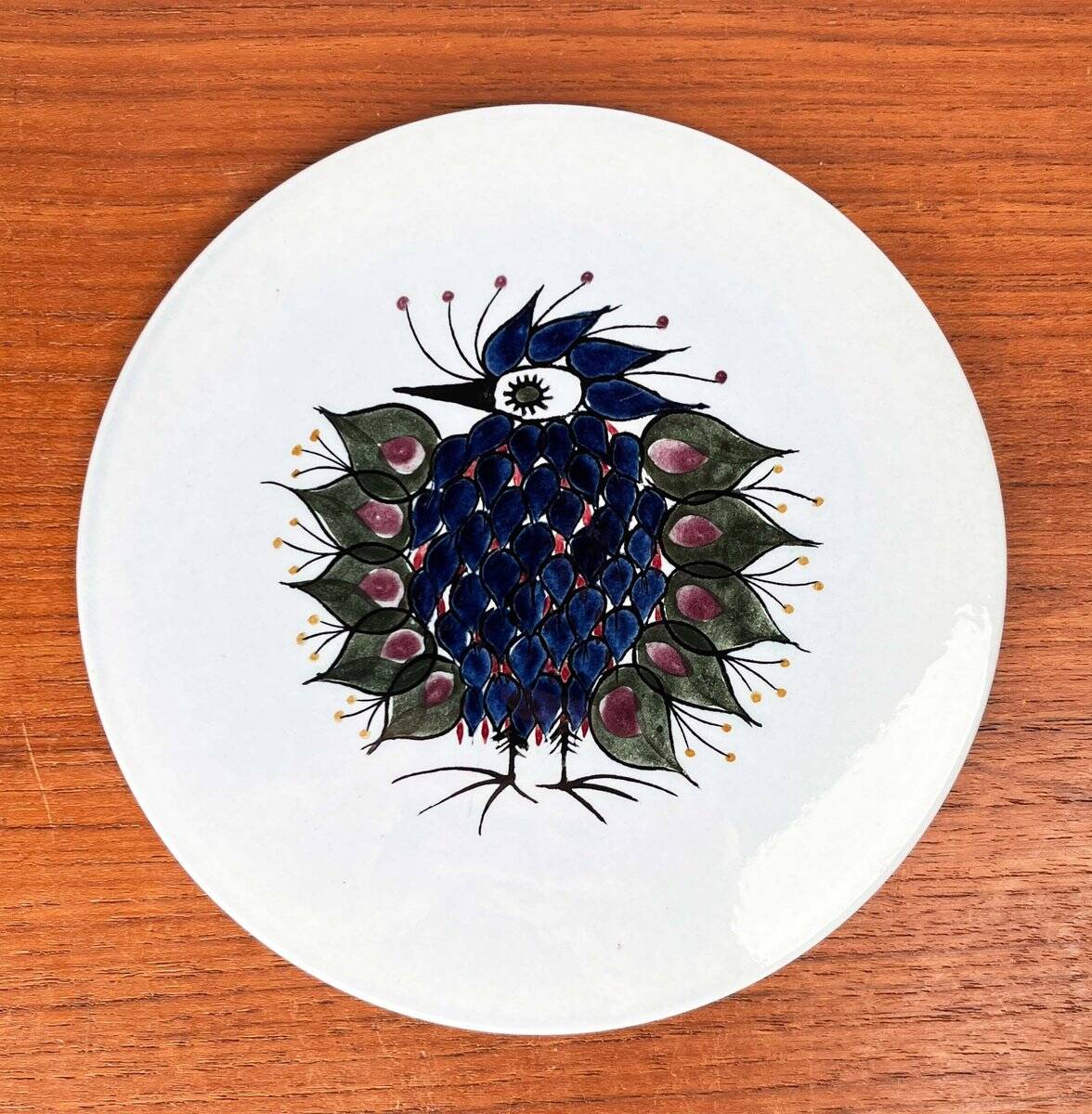 Mid-Century Modern Danish design plate Crazy Bird by Beth Breyen for Royal Copenhagen