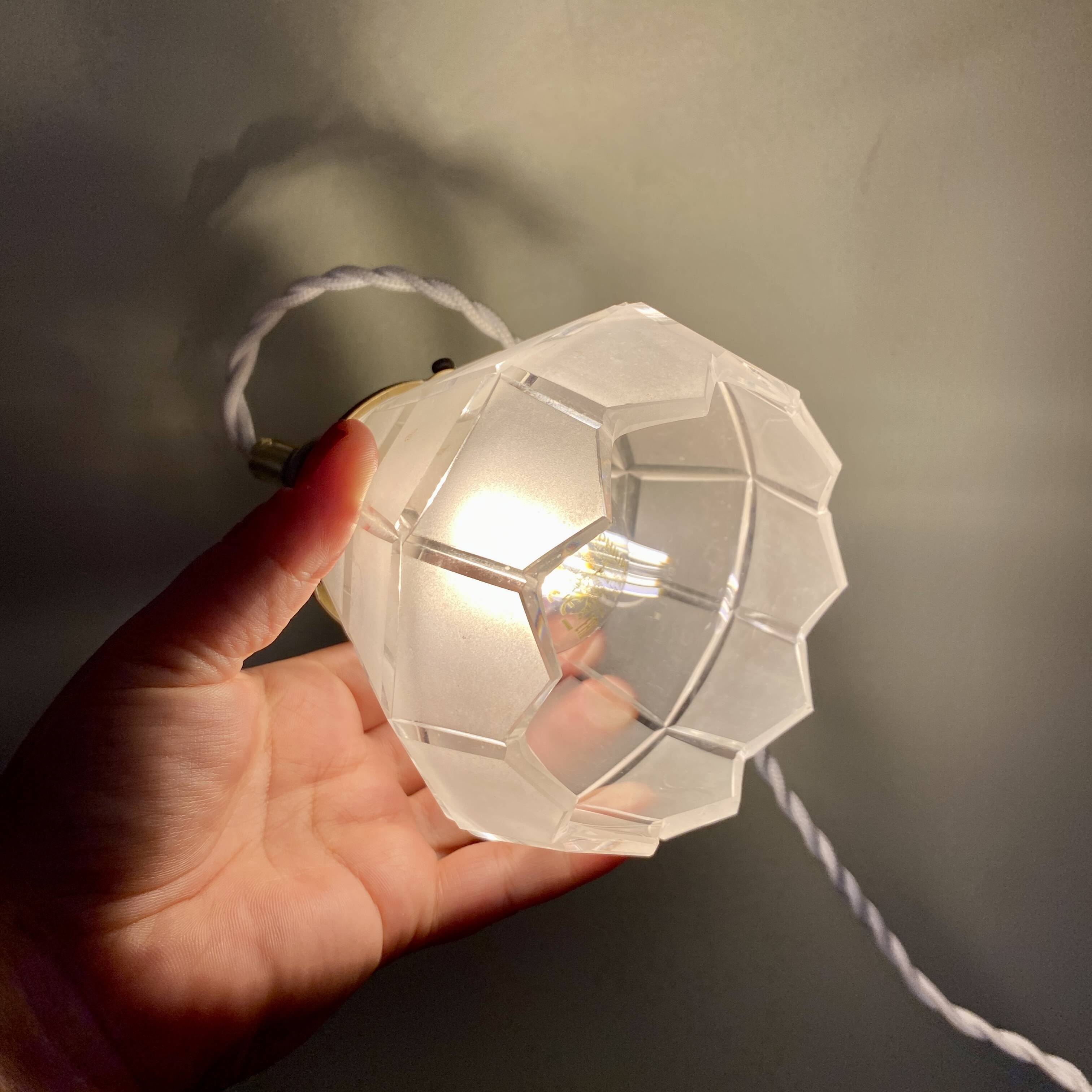 Vintage art deco tulip walking lamp in frosted glass