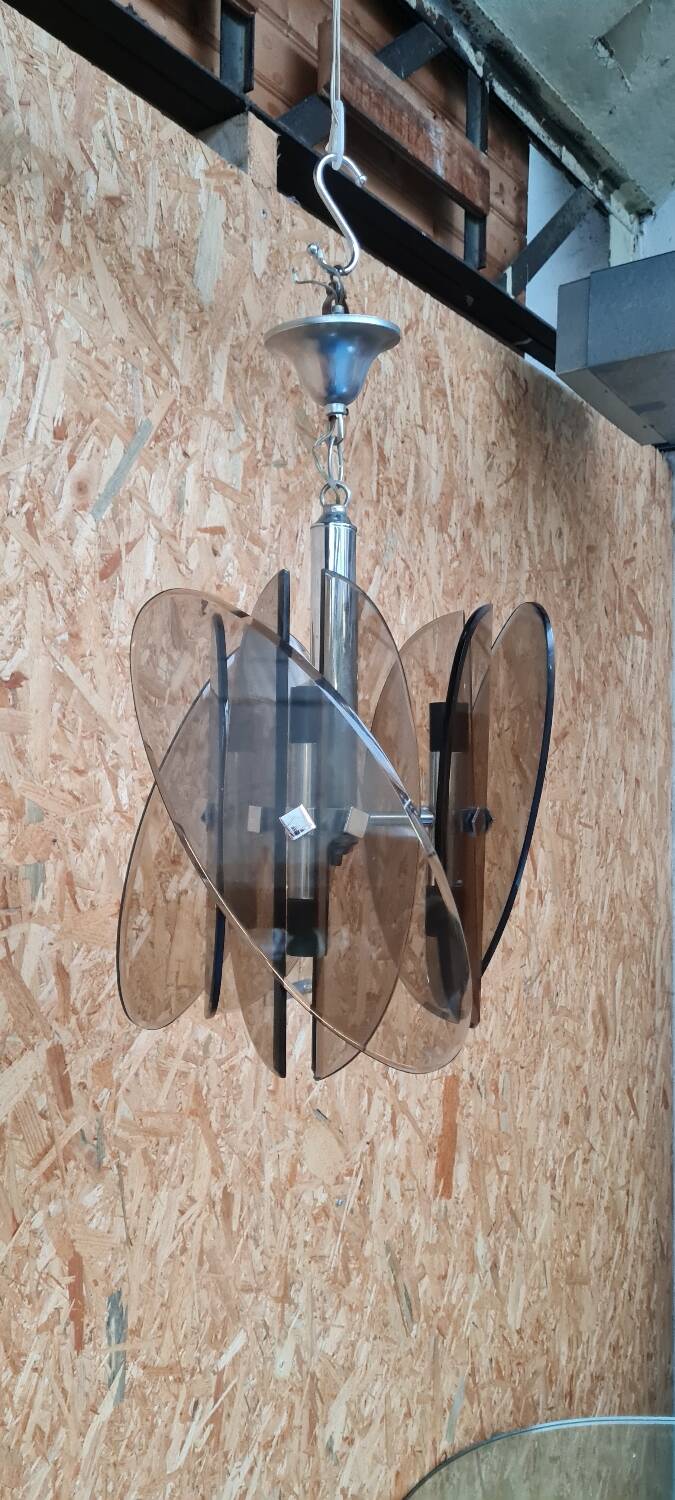 De Veca Chandelier in Smoked Murano Glass