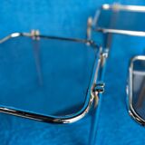 SET OF 3 NESTING TABLES WITH CHROME METAL DOUBLE BASE AND SMOKED GLASS