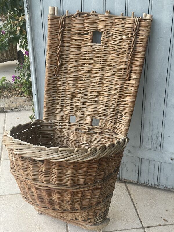 Old wicker harvest hood basket