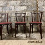 6 Baumann bistro chairs, Parisian beechwood and red ska - old and vintage