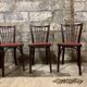 6 Chaises baumann bistrot troquet parisien bois de hêtre et skaÏ rouge - ancien et vintage