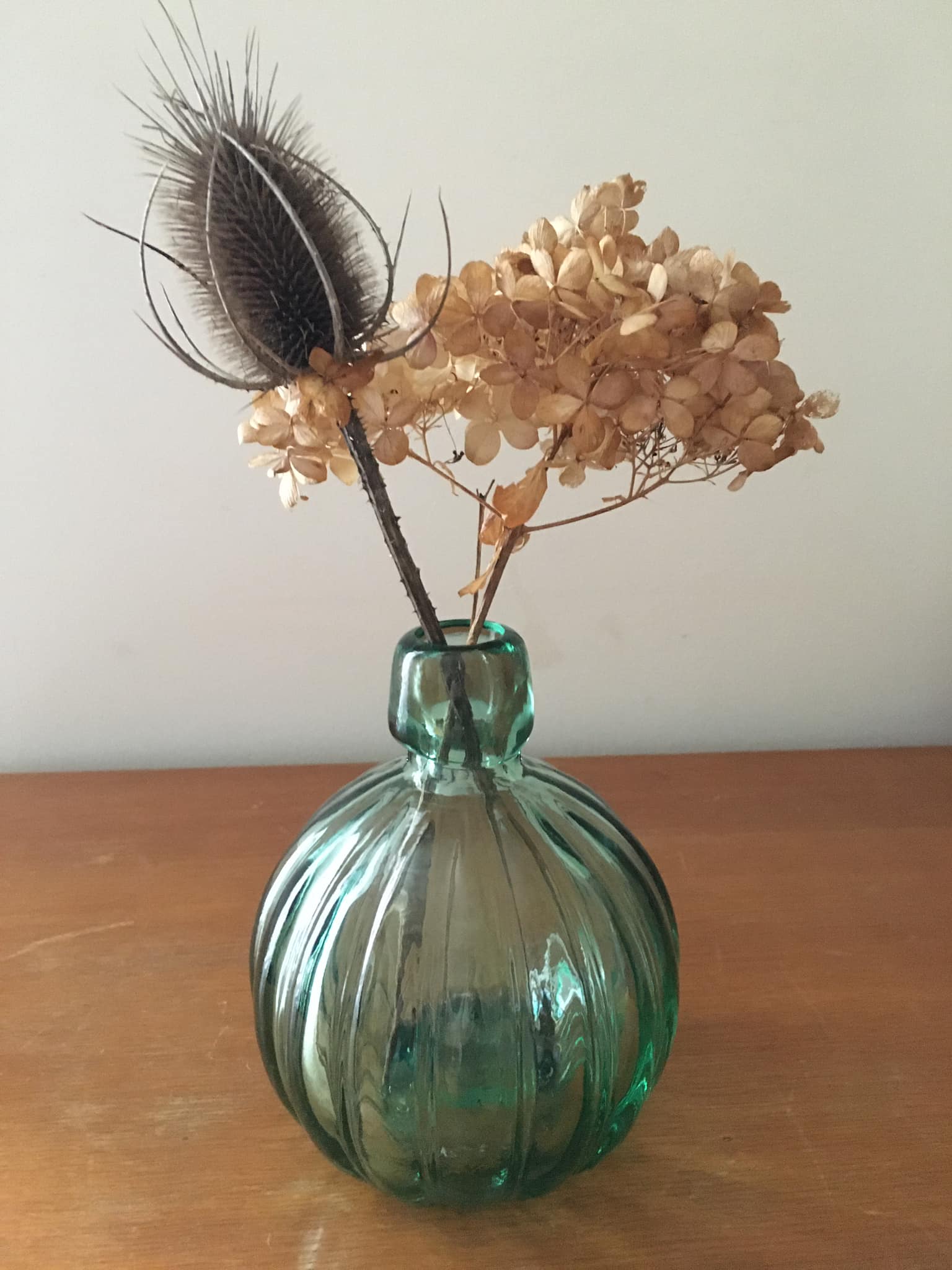 Smoked green transparent glass vase