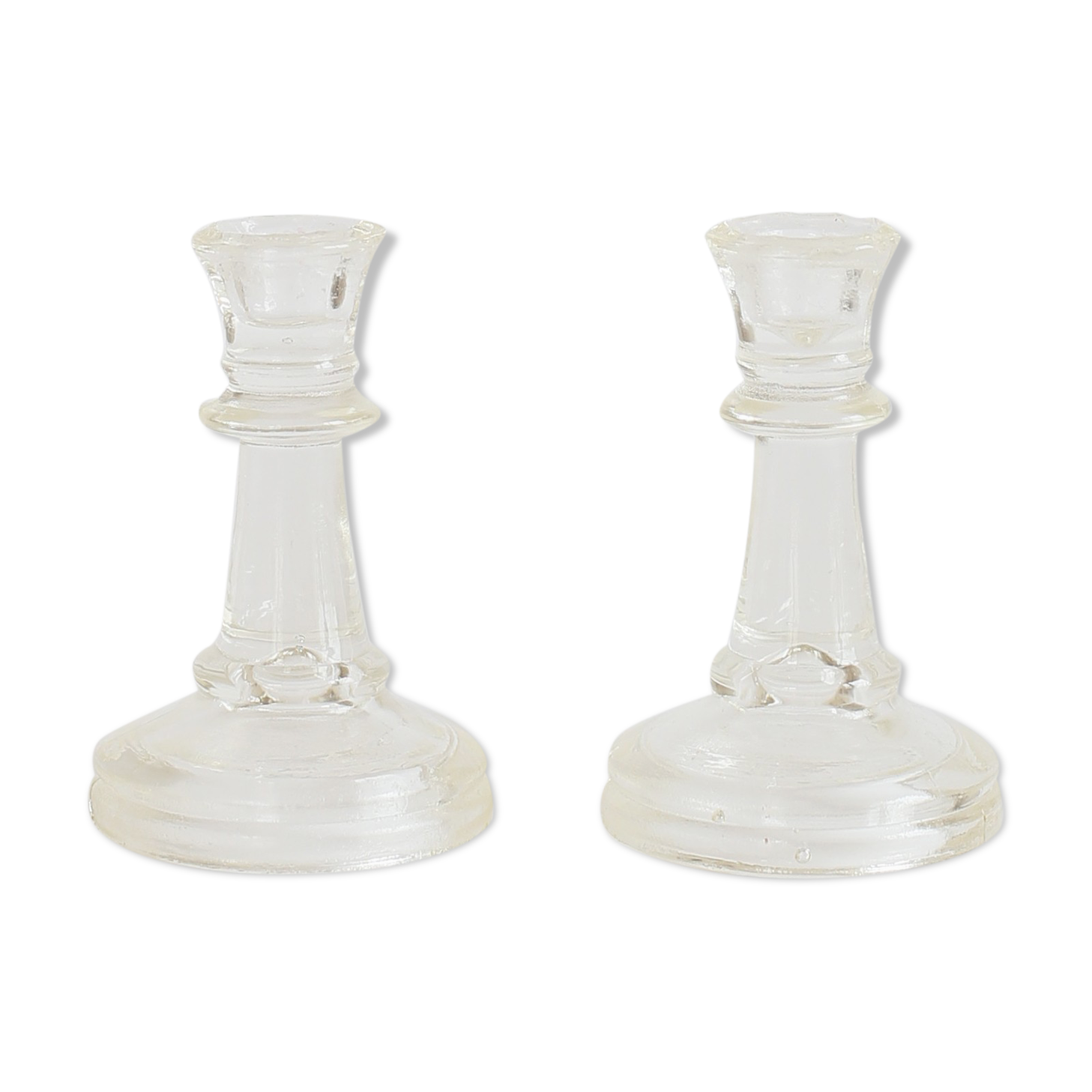 Pair of glass candle holders