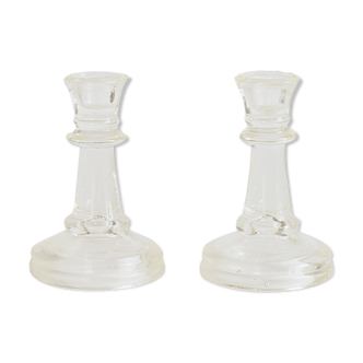 Pair of glass candle holders