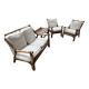 Complete bamboo rattan lounge set with armchair x2, sofa, coffee table