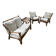 Complete bamboo rattan lounge set with armchair x2, sofa, coffee table
