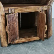 1970s Asian Rustic Solid Wood Console Table, Hand-Carved Primitive Sideboar