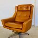 Vintage Danish mid-century cognac leather Werner Langenfeld lounge chair, 1960s
