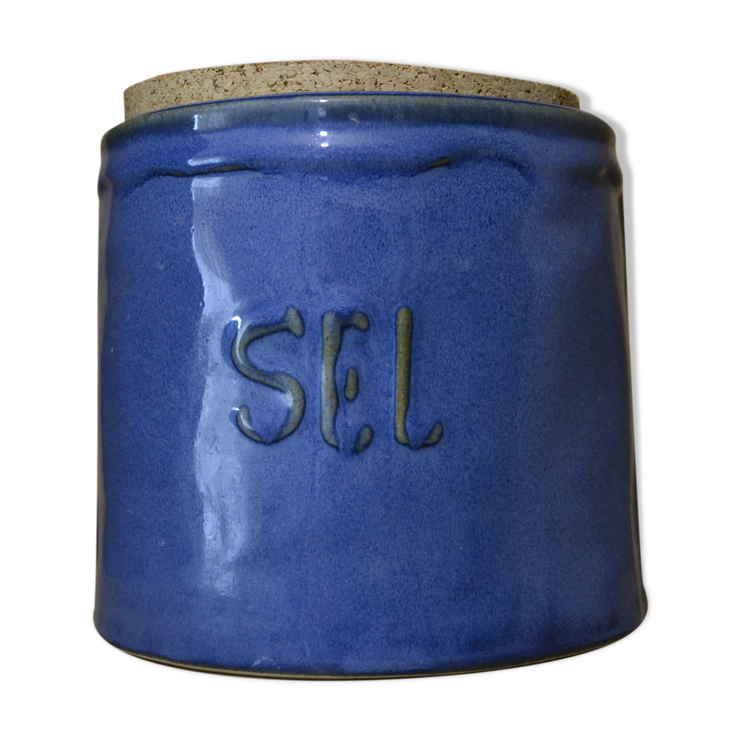 Pot à sel bleu en grès