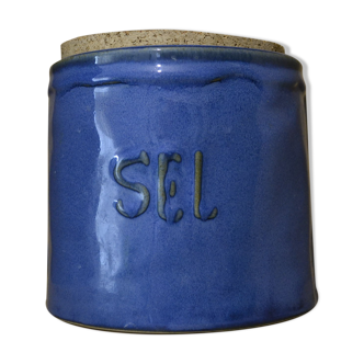 Pot à sel bleu en grès