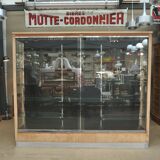 Ancient shop window Ch. Leclerc Lille 1930 in beech glass and chromed metal