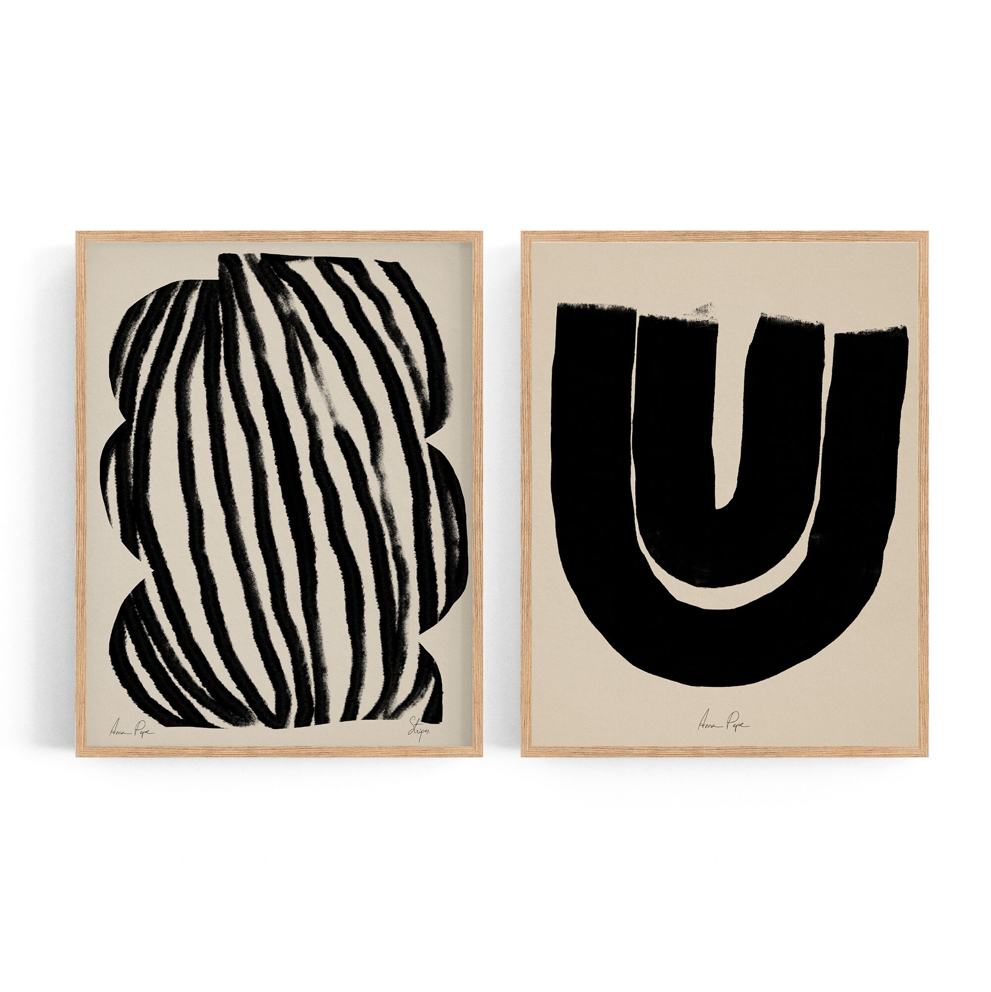 Pair of giclee prints, abstract wall art set of two, 50x70cm