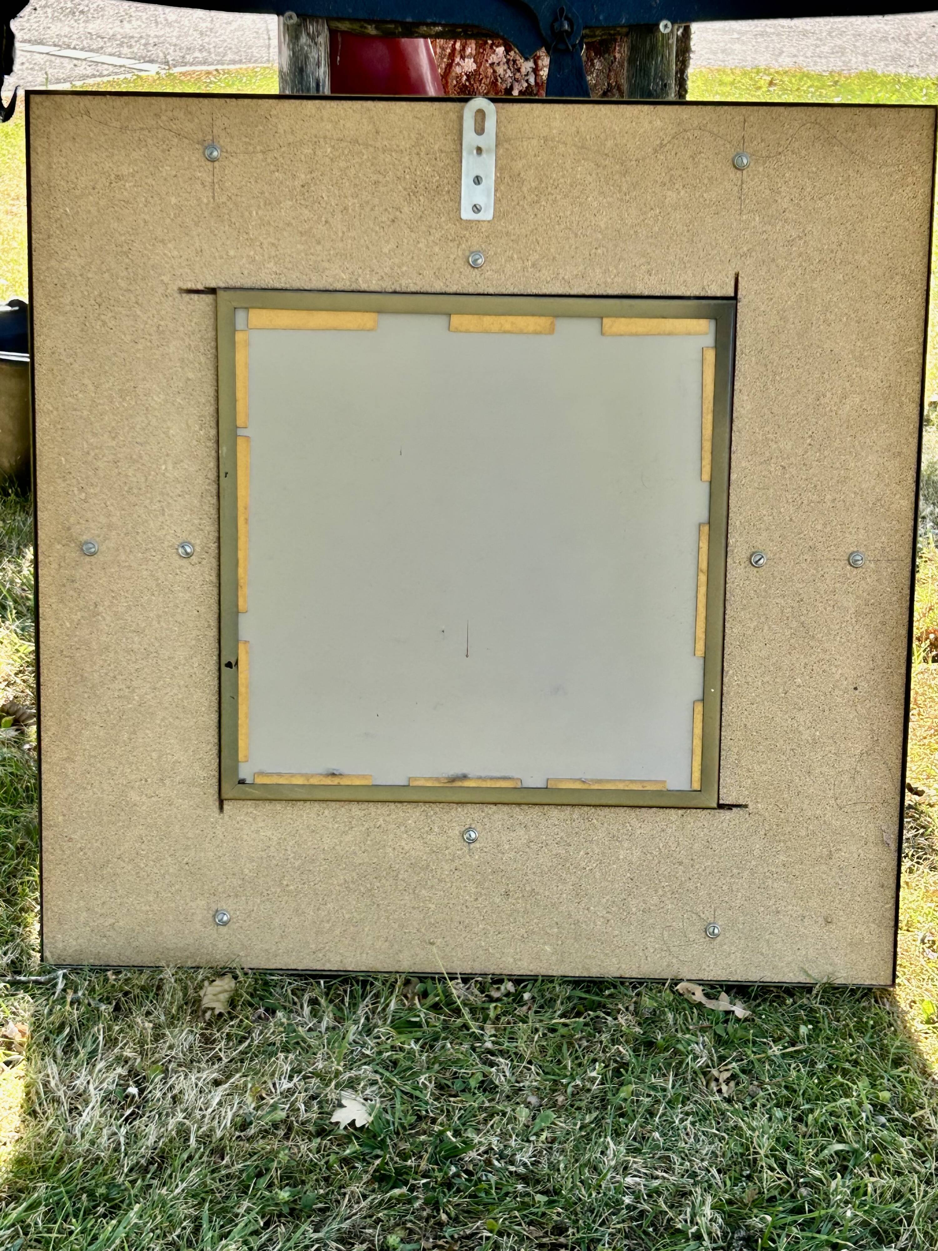 Superbe miroir contemporain métal et céramique géométrique