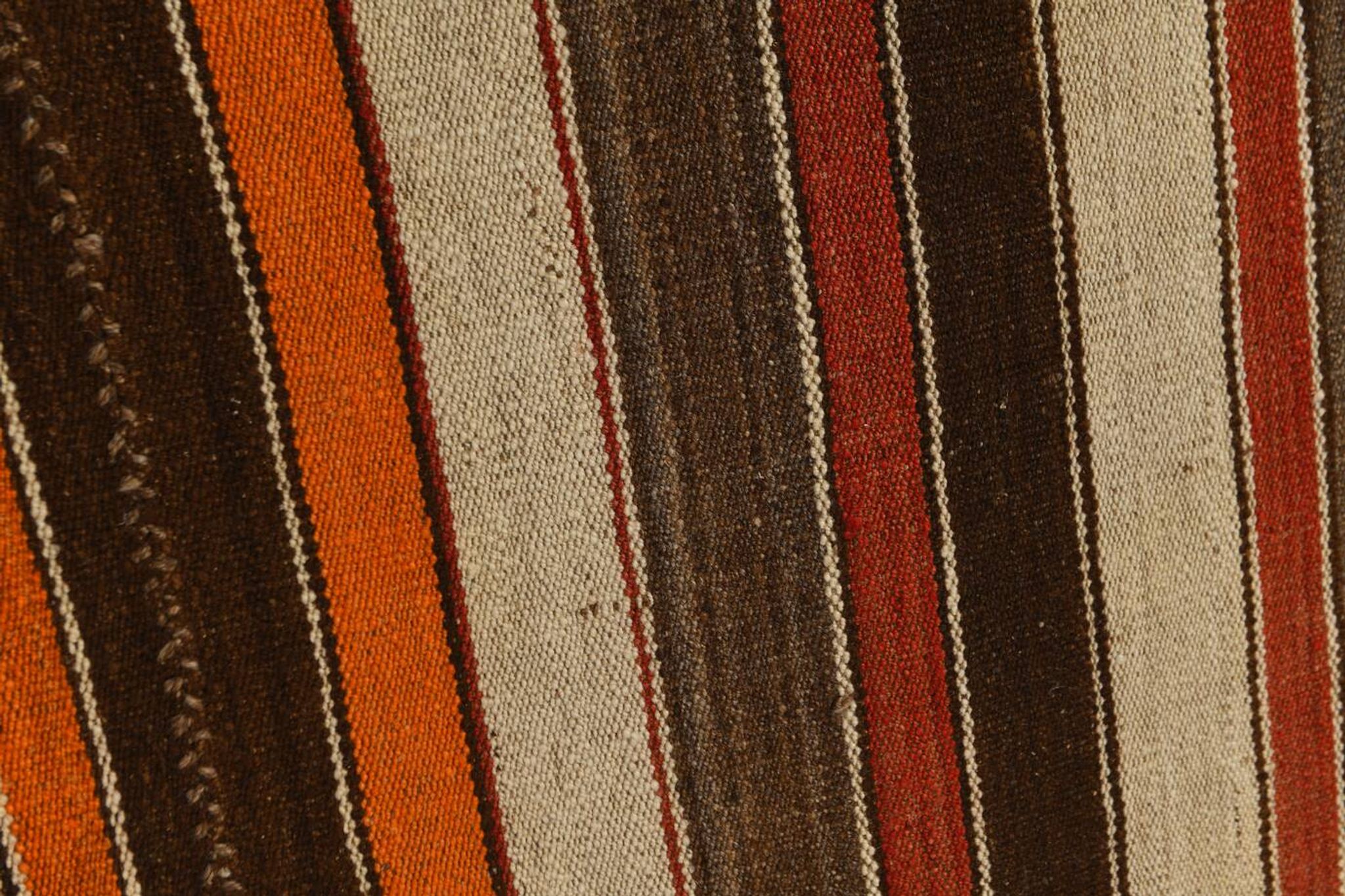 Tapis kilim turc en laine à rayures multicolores 7x8, 195x259 cm