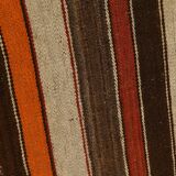 7x8 Multicolor Striped Wool Turkish Kilim Rug, 195x259 Cm