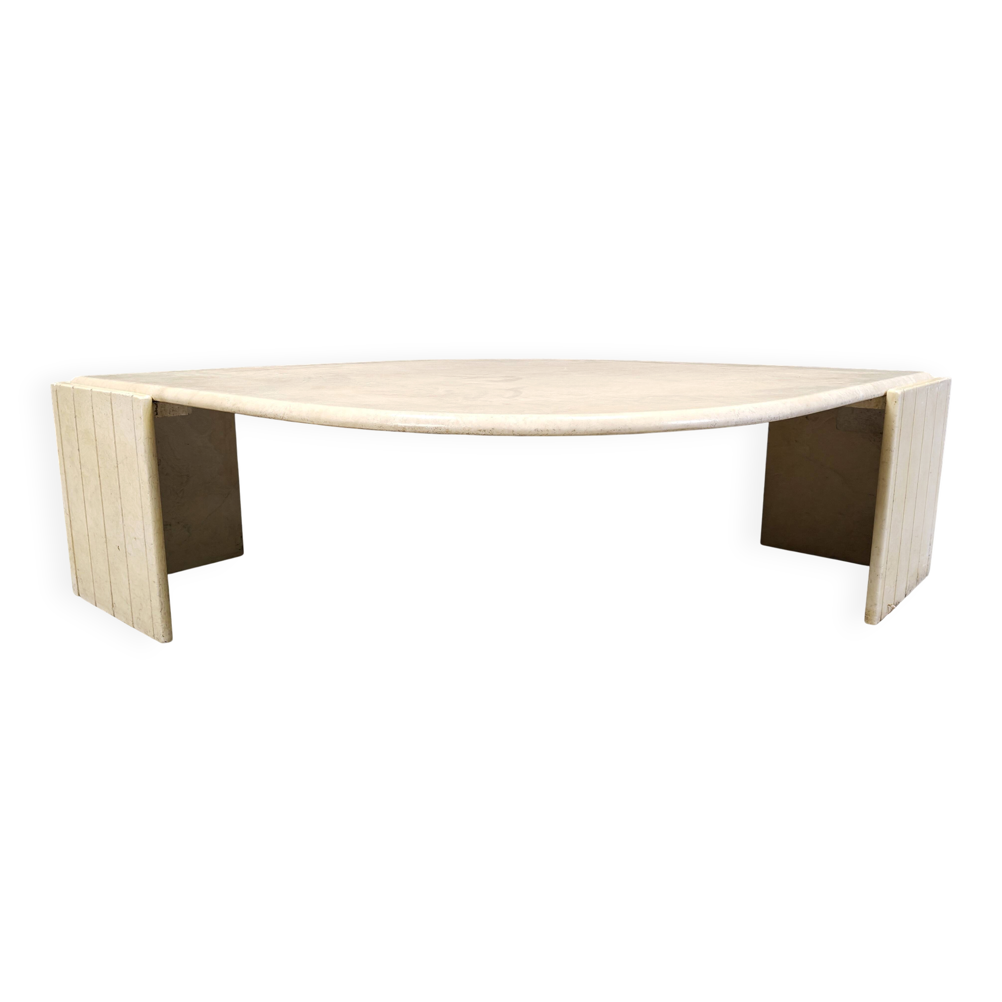 Vintage travertine coffee table by Roche Bobois, 1970s