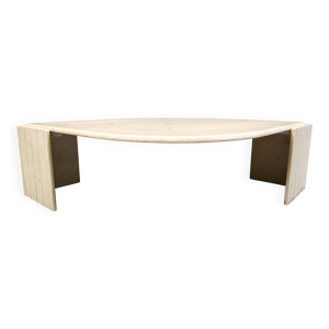 Table basse en travertin vintage par Roche Bobois, années 1970