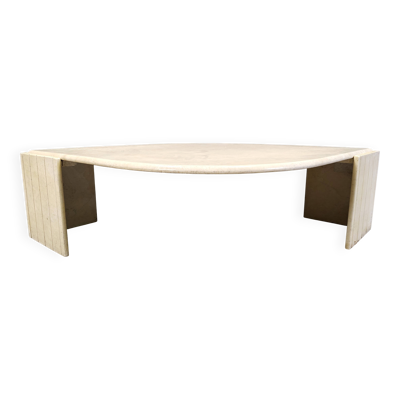 Table basse en travertin vintage par Roche Bobois, années 1970