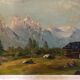 Old painting oil on panel p. FOY Mountain view + Frame Wood Vintage White