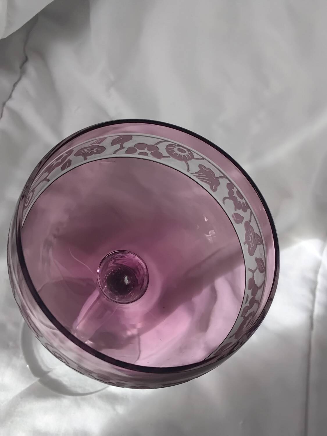 14cl wine glass, Nancy Houillon crystal, lined with amethyst art deco