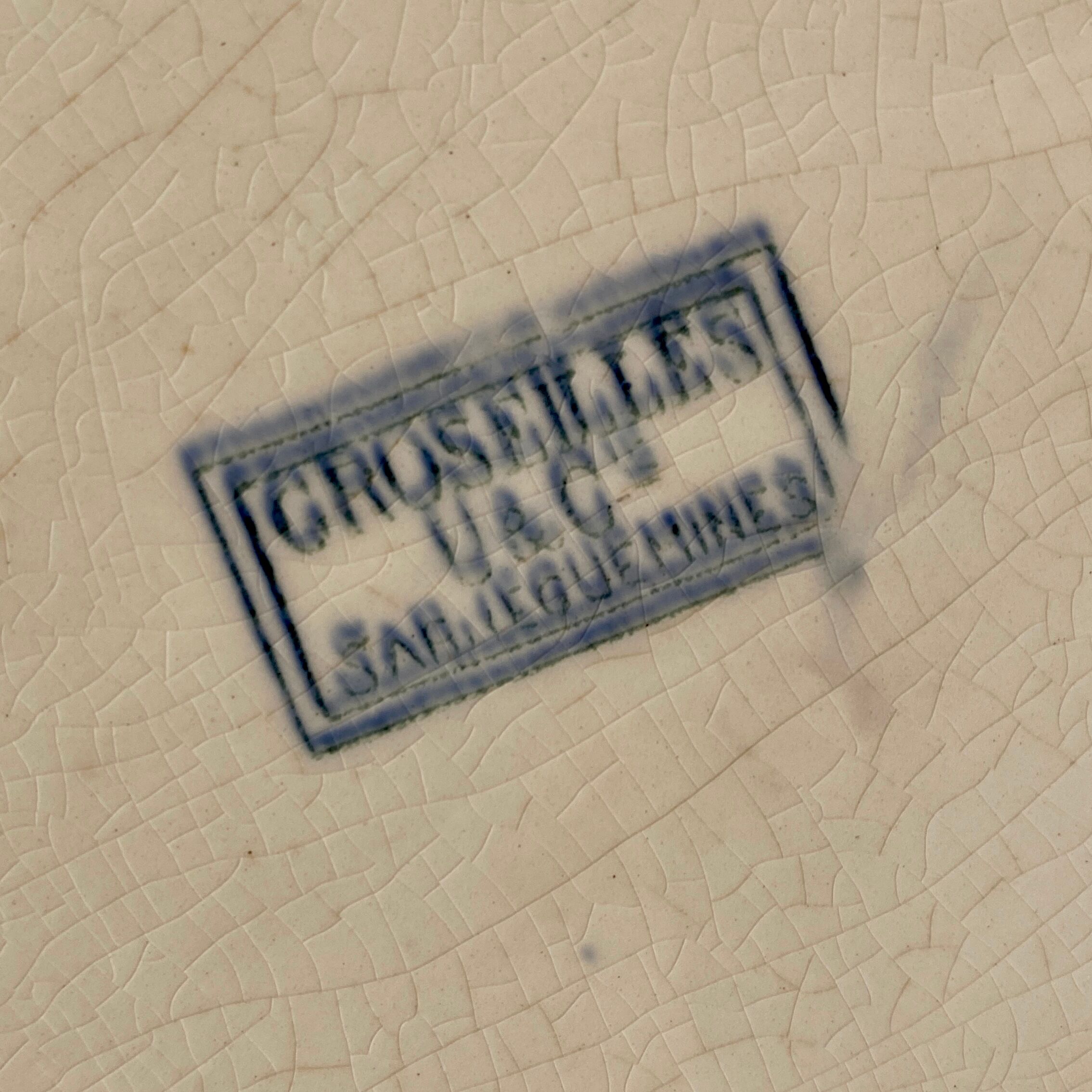 Old oval plate in iron earth model Groseilles de Sarreguemines