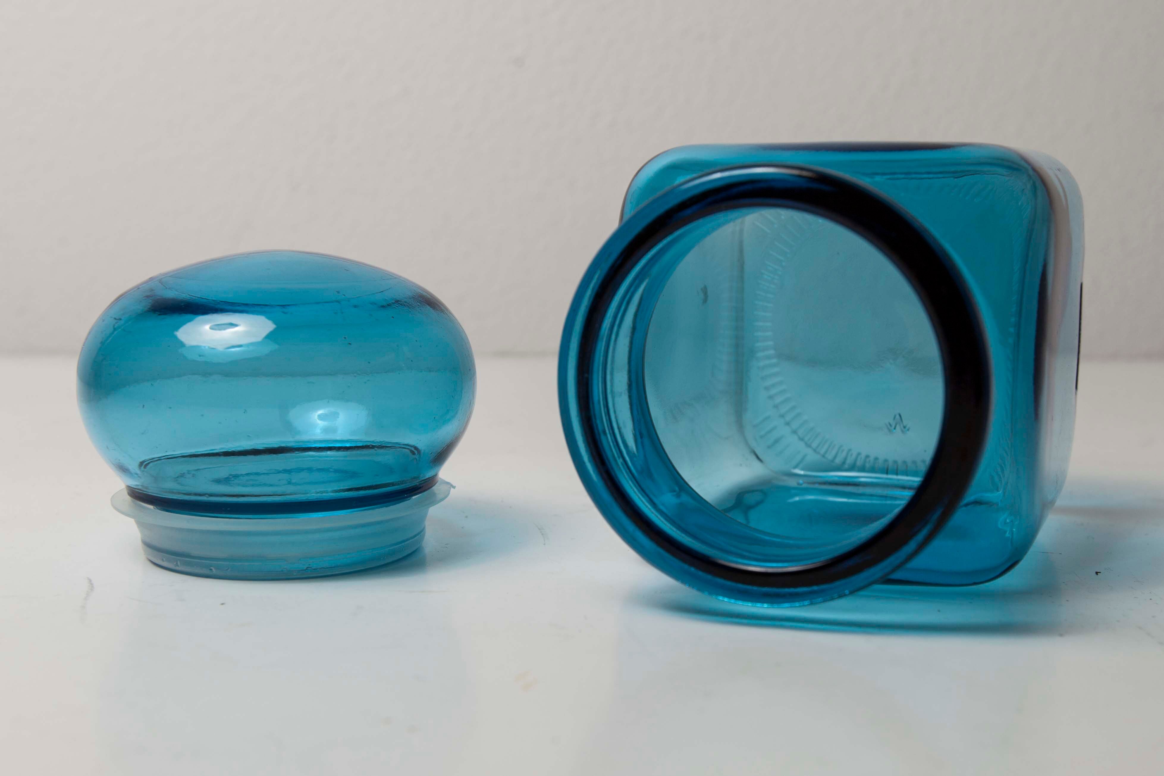 Jar of pharmacy blue