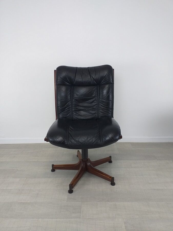 Vintage Scandinavian leather office armchair 60s