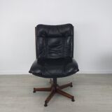 Vintage Scandinavian leather office armchair 60s