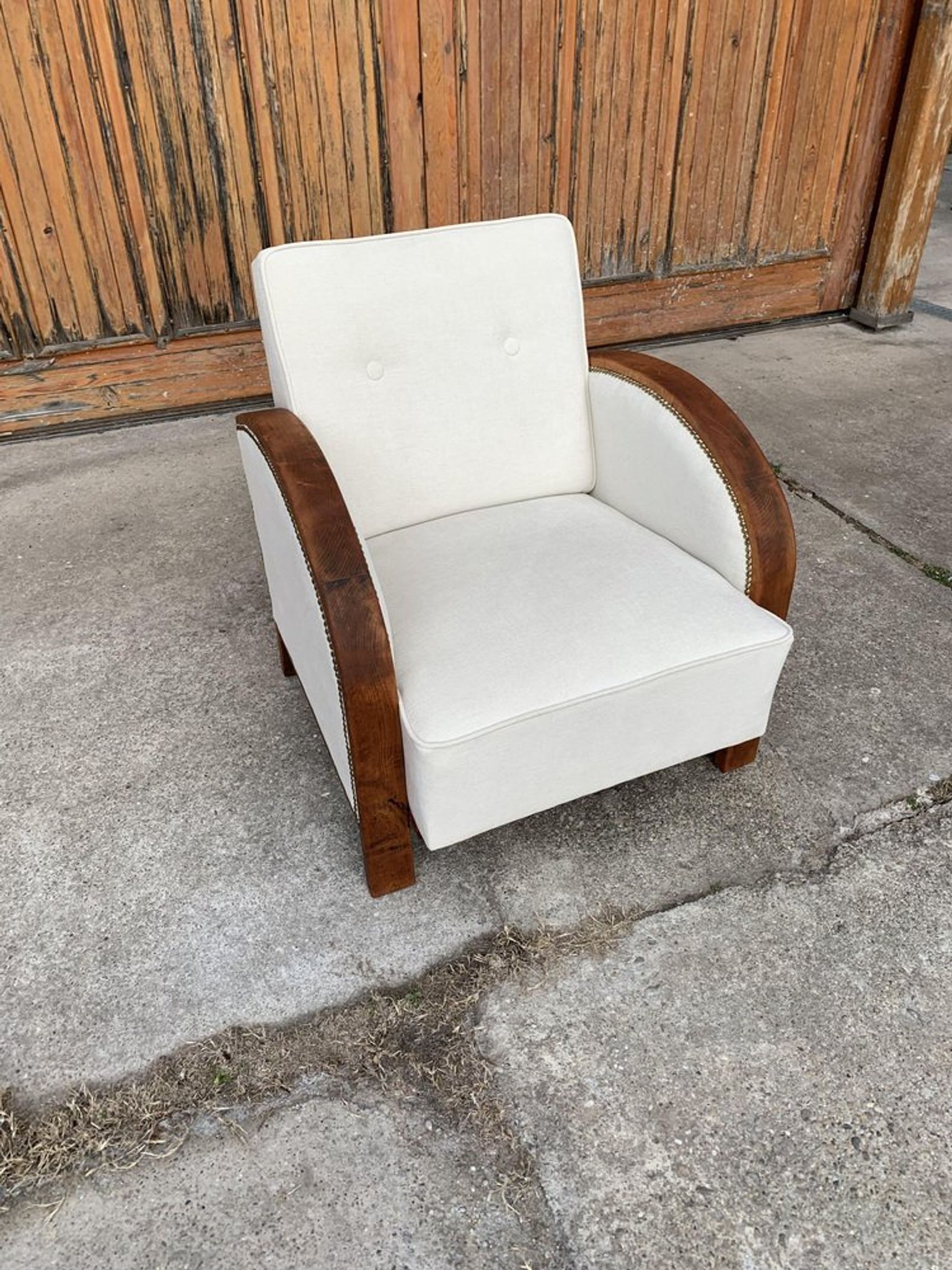 Fauteuil art déco beige, années 1920