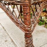 Duo of rattan wing chairs
