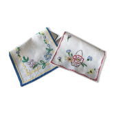 Two hand-embroidered placemats 30x20cm