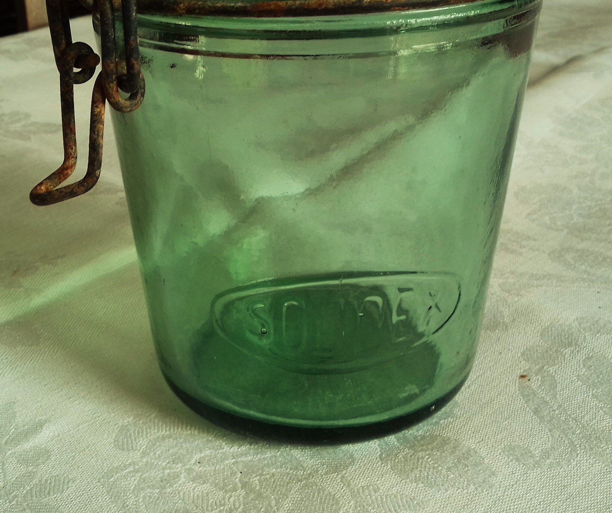 Solidex jar green glass