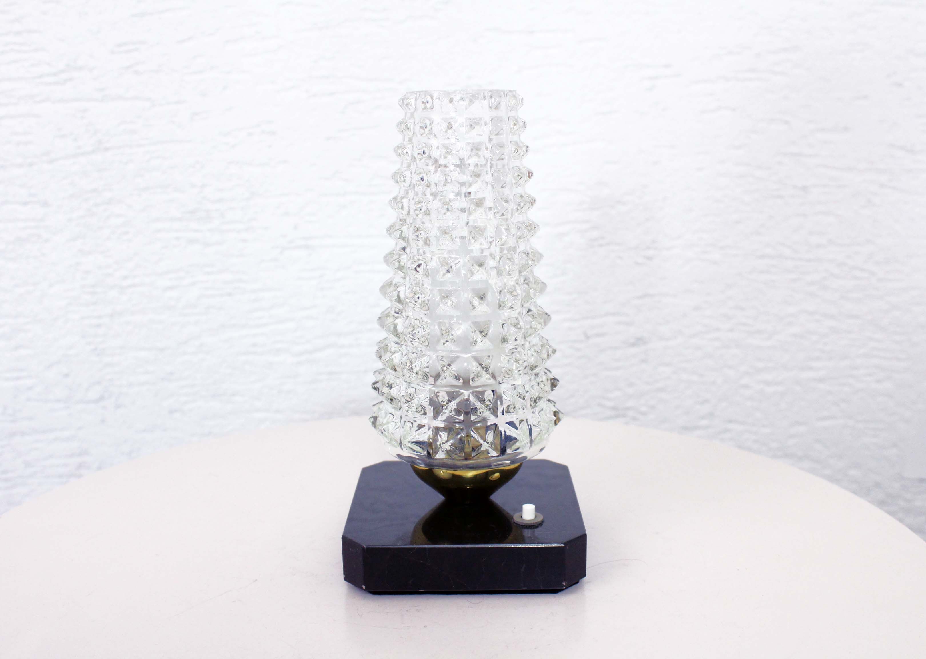 Beautiful art deco table lamp in glass and marble