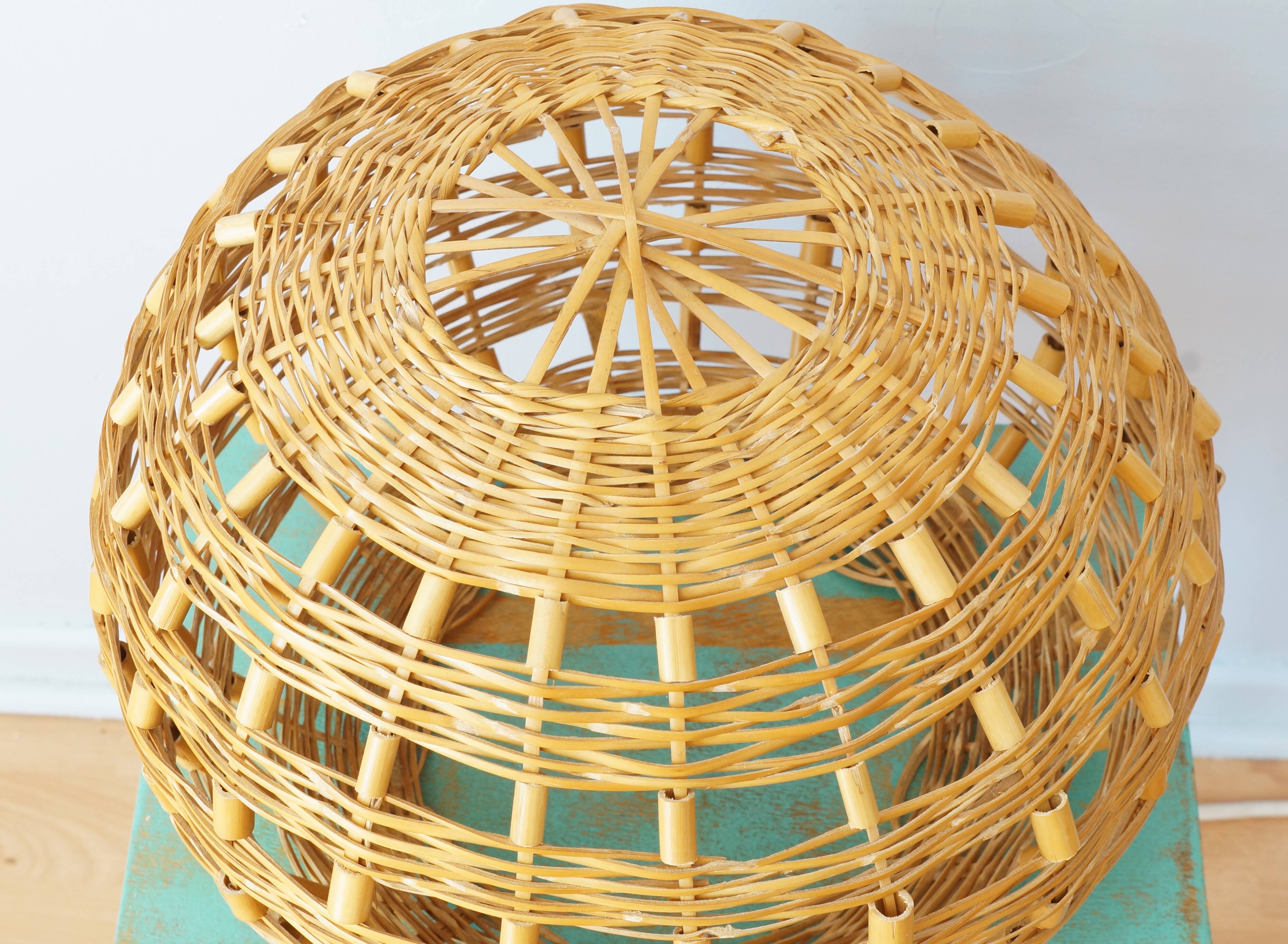 Abat-jour plafonnier en bambou, vintage