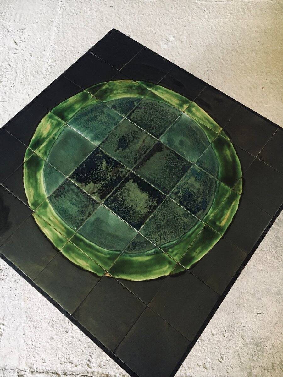 Mid-Century Studio Ceramic Tile Coffee Table, Belgium, 1960s