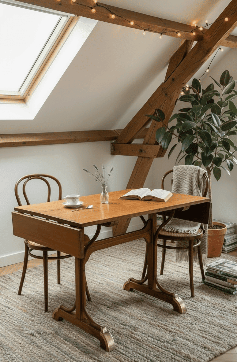 Old Thonet bistro table with drop-leaves.