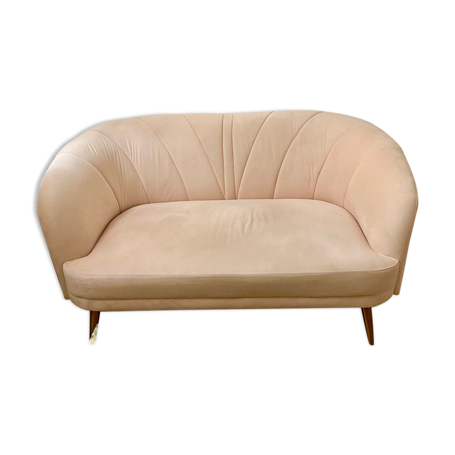 Pink velvet sofa