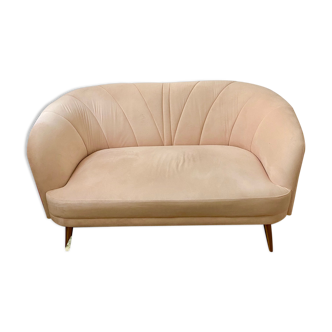 Pink velvet sofa