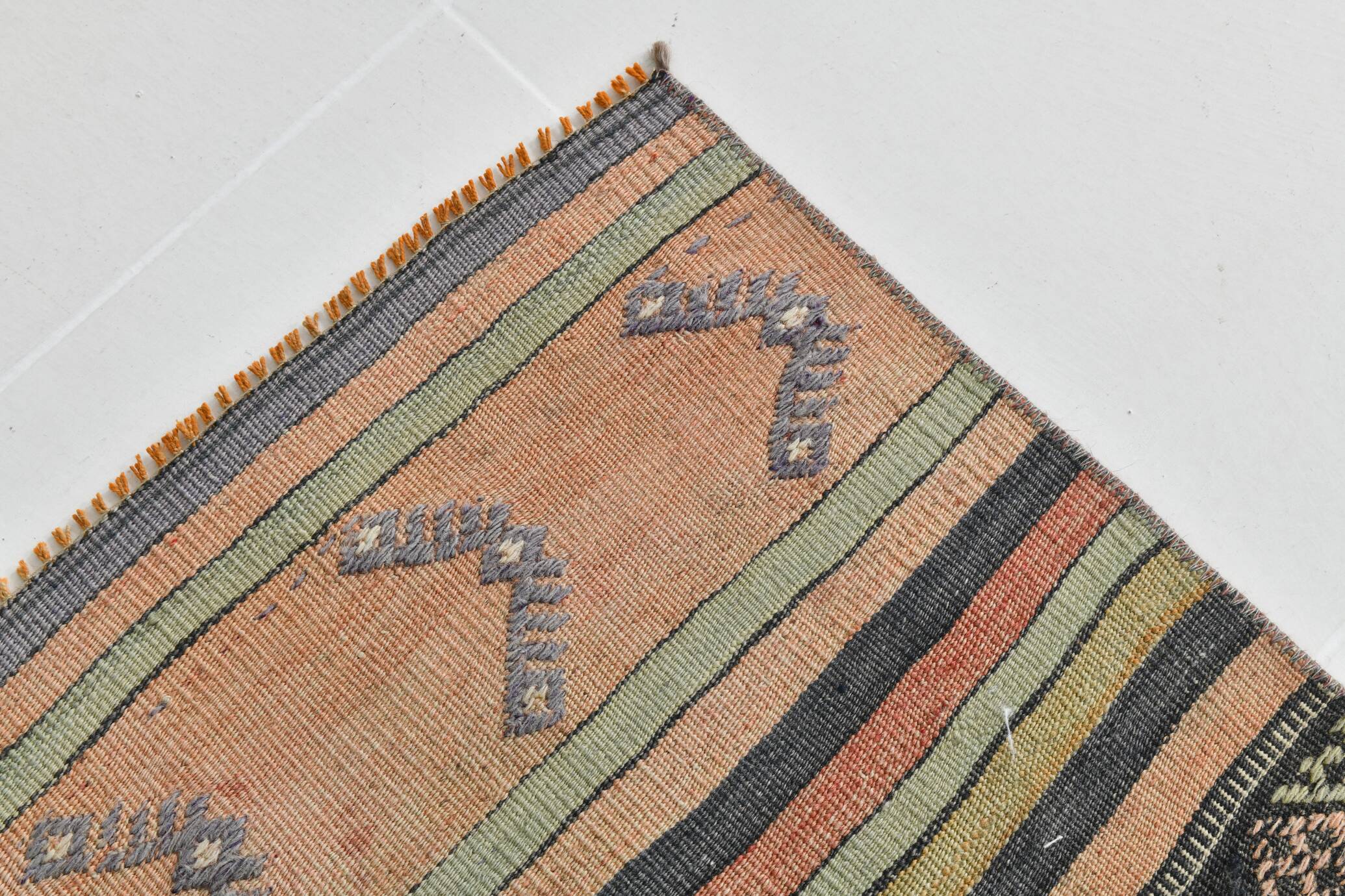 Red & Green Striped Kilim Rug, 130x205Cm