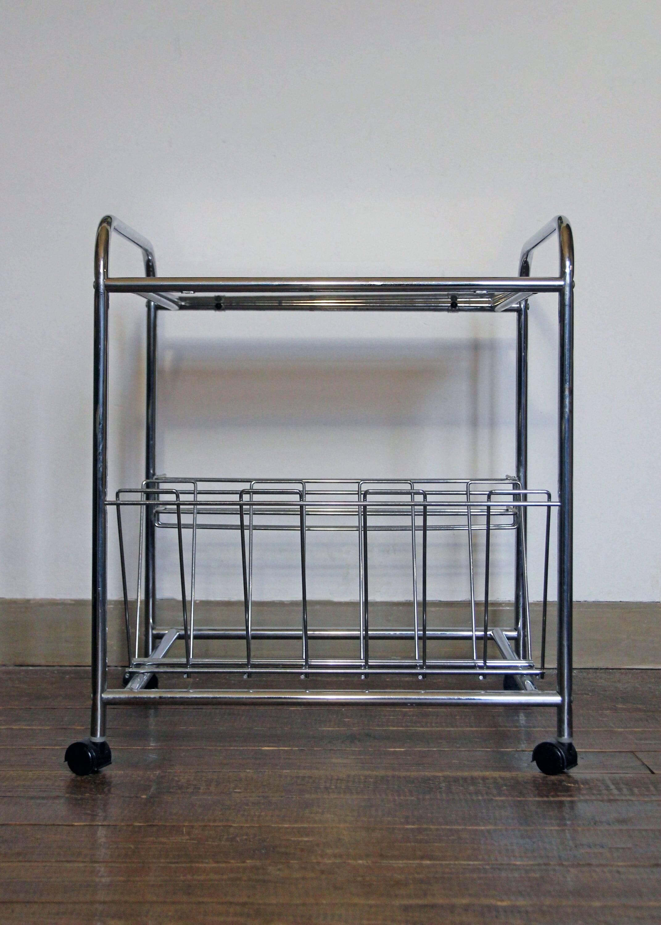 Stainless steel magazine holder side table