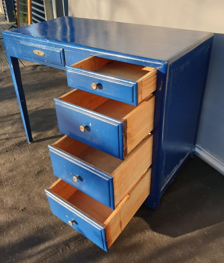 Art deco office blue roy 5 drawers