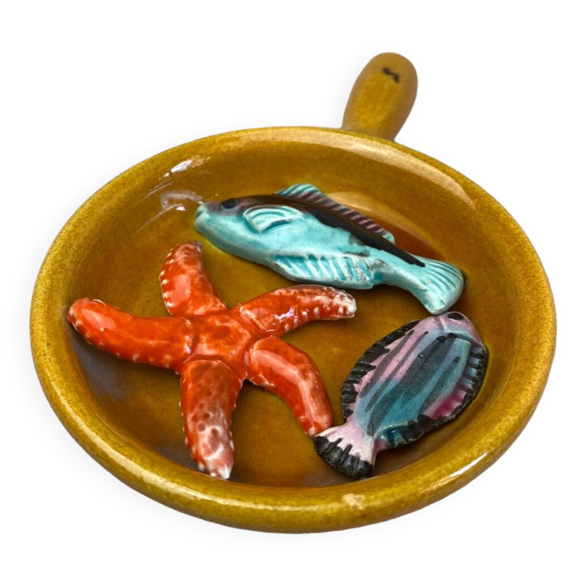 Vallauris ceramic trompe l'oeil plate / frying pan