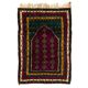 Vintage Handmade Turkish Tulu Prayer Rug, Hand-Knotted Wool Prayer Mat